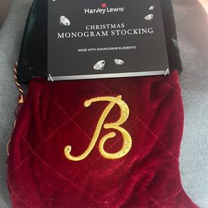 Harvey Lewis Monogram Christmas Stocking with Swarovski Crystal Accents Letter B